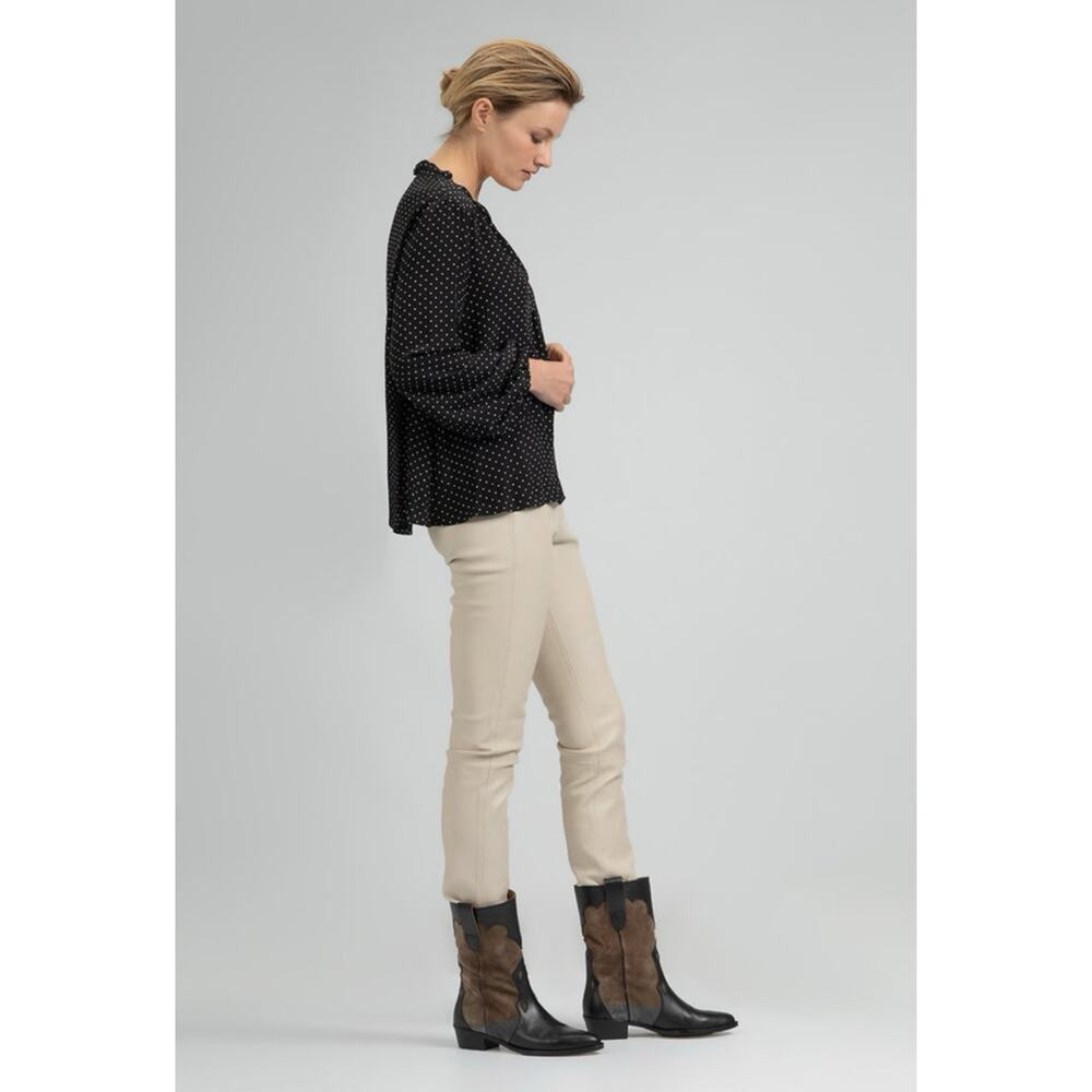 Zinga Skinny 100% Leather Legging Pants Ecru Beige 38 US 8 $798